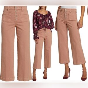 Paige - Anessa Stretch Wide Leg Cropped Pant - Vintage Rose Blush - Size: 25